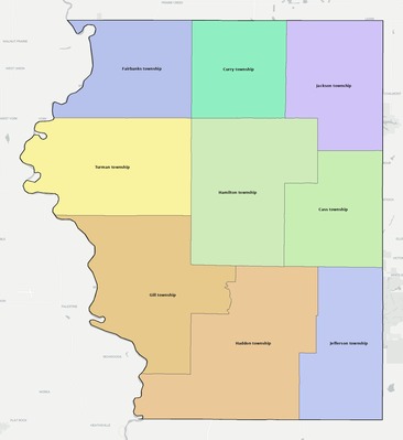 Sullivan County IN townships and subdivisions map