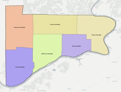 Switzerland County IN townships and subdivisions map