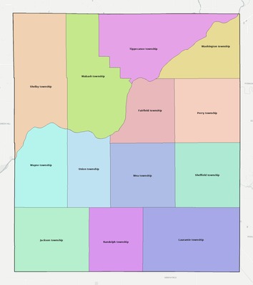 Tippecanoe County IN townships and subdivisions map