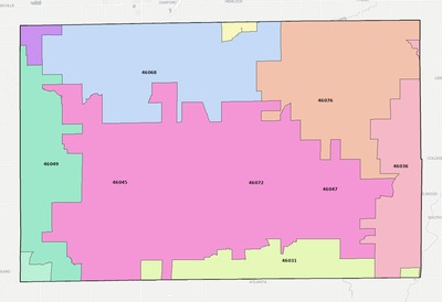 Tipton County IN ZIP code boundaries map