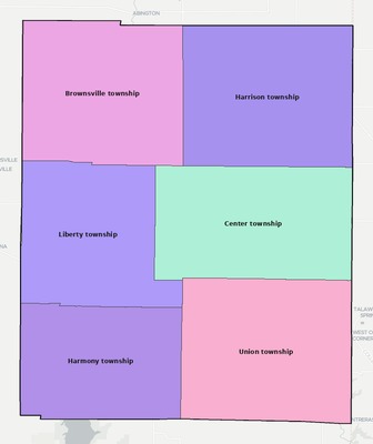 Union County IN townships and subdivisions map