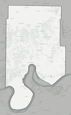 Vanderburgh County IN county basemap context