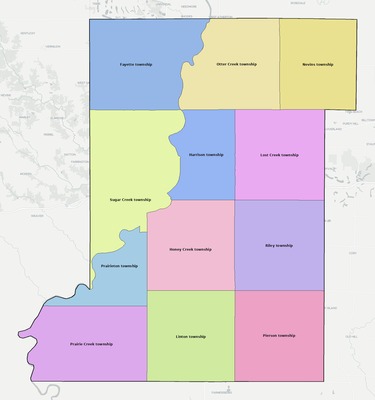 Vigo County IN townships and subdivisions map