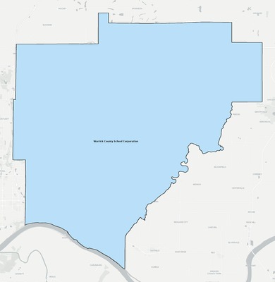 Warrick County IN school district boundaries map
