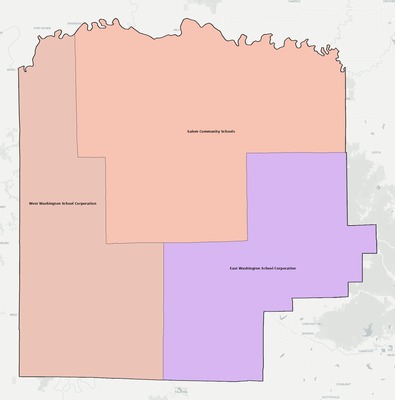 Washington County IN school district boundaries map