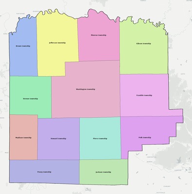 Washington County IN townships and subdivisions map