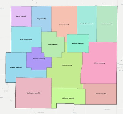 Wayne County IN townships and subdivisions map