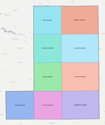 Wells County IN townships and subdivisions map