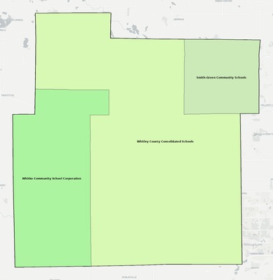 Whitley County IN school district boundaries map