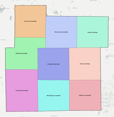 Whitley County IN townships and subdivisions map