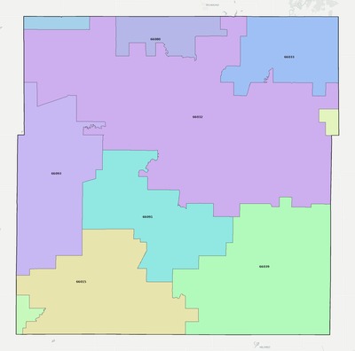 Anderson County KS ZIP code boundaries map
