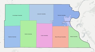 Atchison County KS townships and subdivisions map