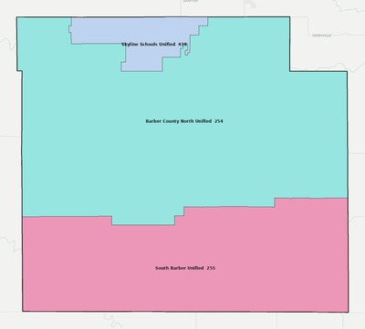 Barber County KS school district boundaries map