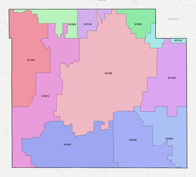 Barber County KS ZIP code boundaries map