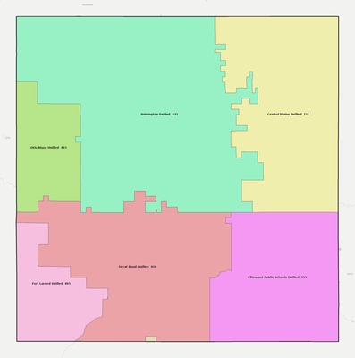 Barton County KS school district boundaries map
