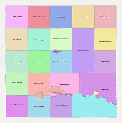 Barton County KS townships and subdivisions map