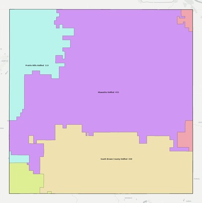 Brown County KS school district boundaries map