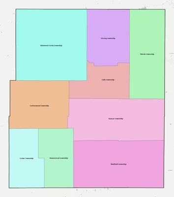 Chase County KS townships and subdivisions map