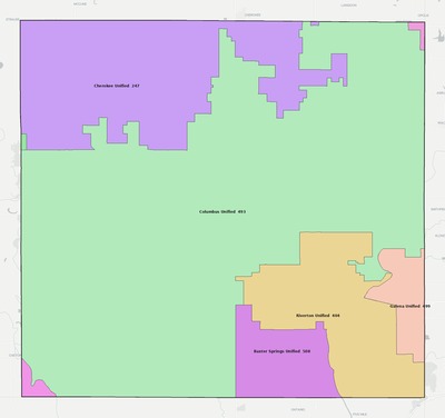 Cherokee County KS school district boundaries map
