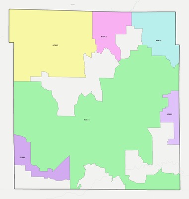 Clark County KS ZIP code boundaries map