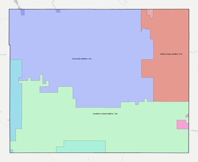 Cloud County KS school district boundaries map