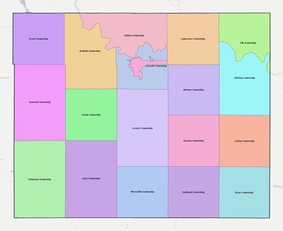 Cloud County KS townships and subdivisions map