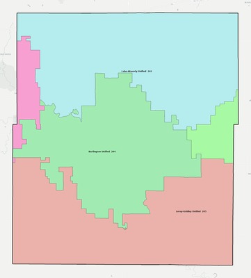 Coffey County KS school district boundaries map