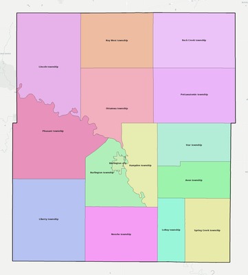 Coffey County KS townships and subdivisions map
