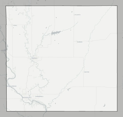 Cowley County KS county basemap context