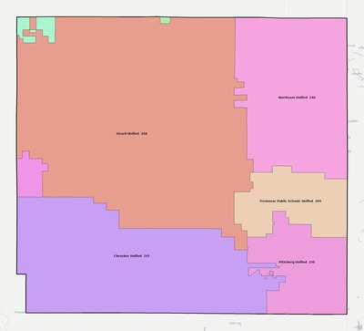 Crawford County KS school district boundaries map