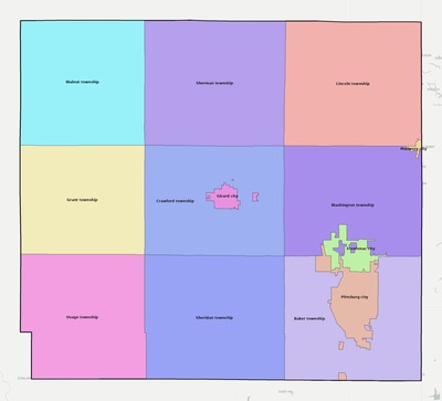 Crawford County KS townships and subdivisions map