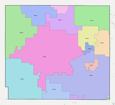 Crawford County KS ZIP code boundaries map