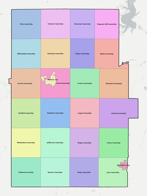 Dickinson County KS townships and subdivisions map