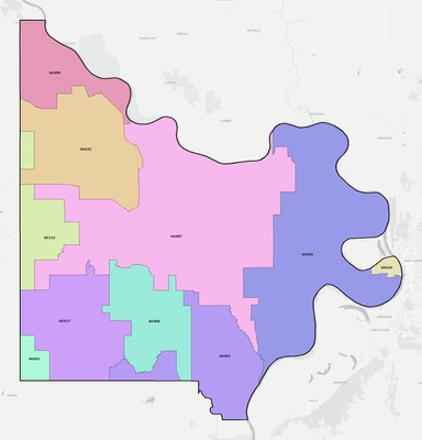 Doniphan County KS ZIP code boundaries map