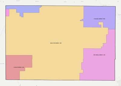 Elk County KS school district boundaries map