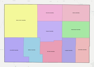 Elk County KS townships and subdivisions map