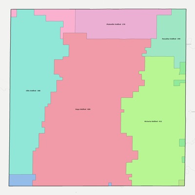 Ellis County KS school district boundaries map