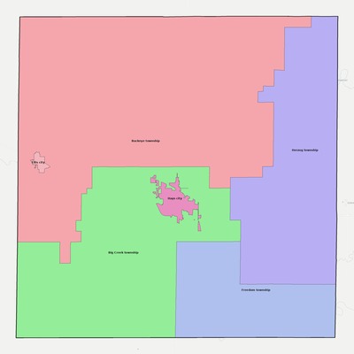Ellis County KS townships and subdivisions map