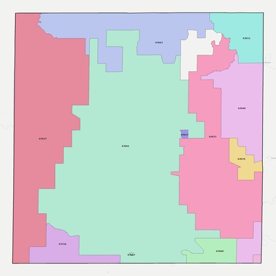 Ellis County KS ZIP code boundaries map