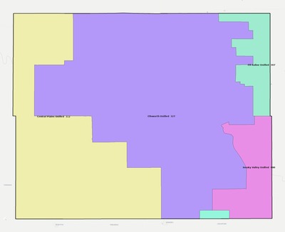 Ellsworth County KS school district boundaries map