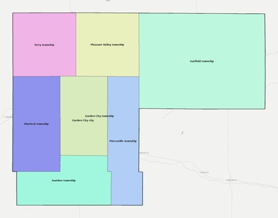 Finney County KS townships and subdivisions map