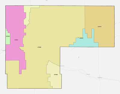 Finney County KS ZIP code boundaries map