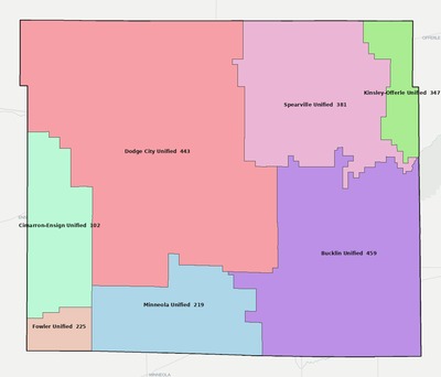 Ford County KS school district boundaries map