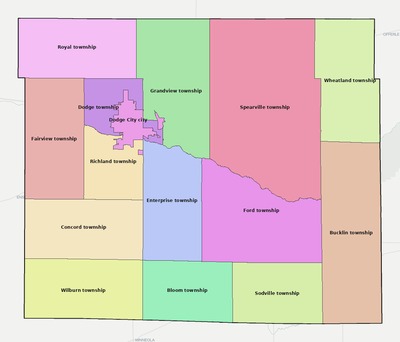 Ford County KS townships and subdivisions map