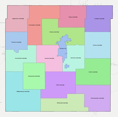 Franklin County KS townships and subdivisions map