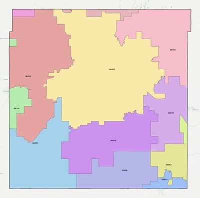 Franklin County KS ZIP code boundaries map