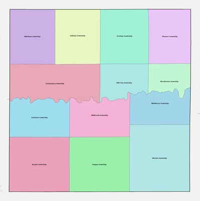 Graham County KS townships and subdivisions map