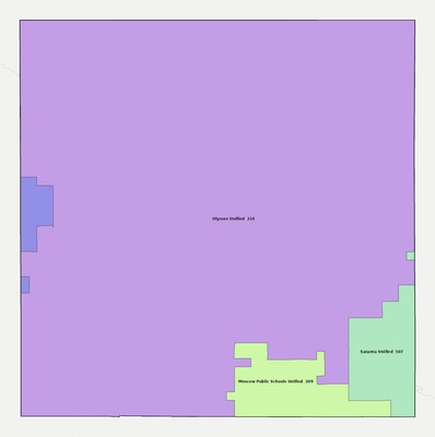 Grant County KS school district boundaries map
