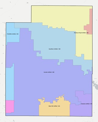 Greenwood County KS school district boundaries map