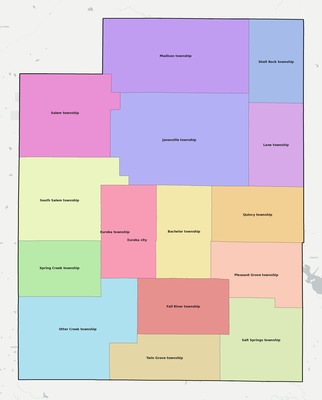 Greenwood County KS townships and subdivisions map